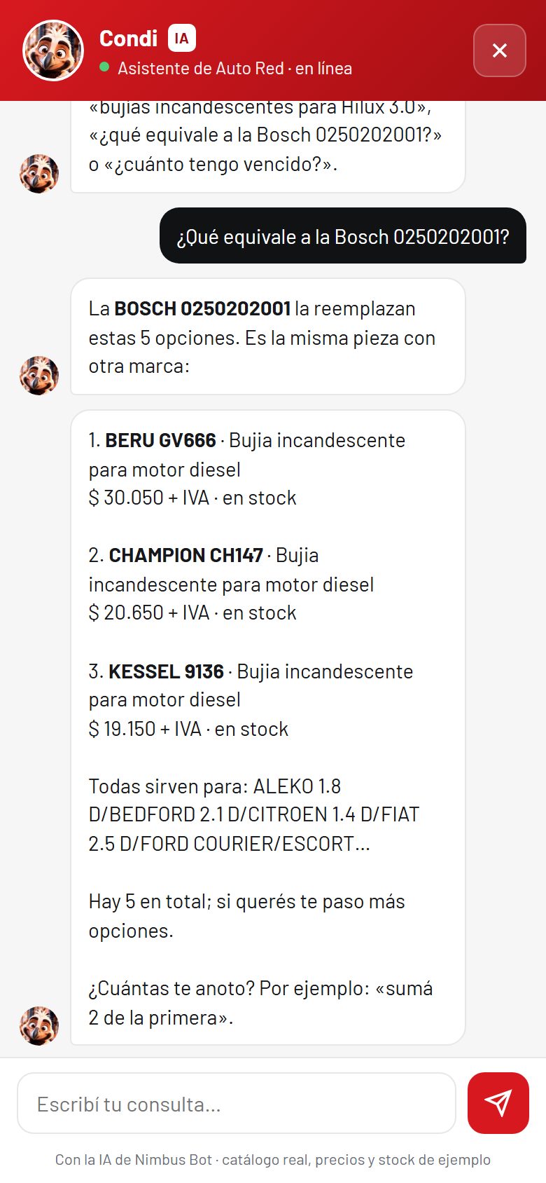 Condi respondiendo una equivalencia en el celular